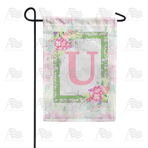 Watercolor Hydrangea Monogram Garden Flag