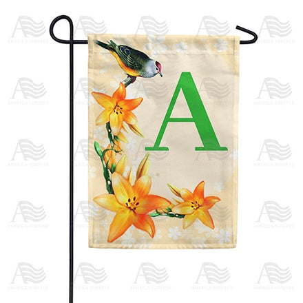 Orange Lilies Monogram Garden Flag