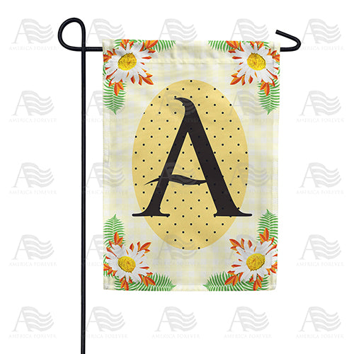 Yellow Gingham Daisies Monogram Garden Flag