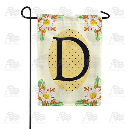 Yellow Gingham Daisies Monogram Garden Flag