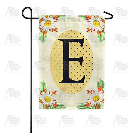 Yellow Gingham Daisies Monogram Garden Flag