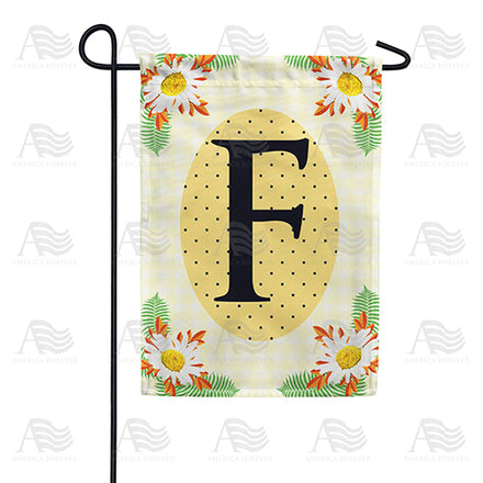 Yellow Gingham Daisies Monogram Garden Flag