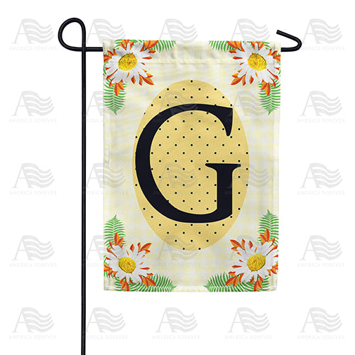 Yellow Gingham Daisies Monogram Garden Flag