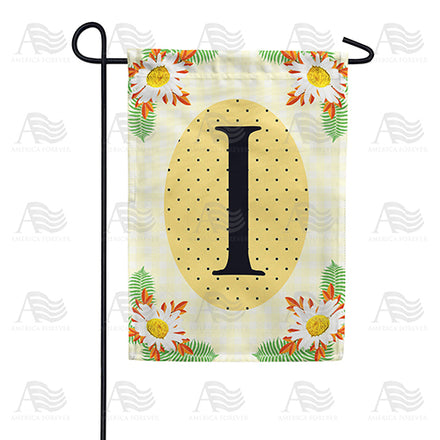 Yellow Gingham Daisies Monogram Garden Flag