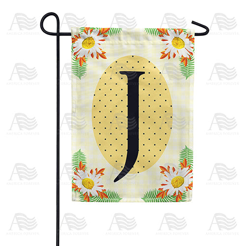 Yellow Gingham Daisies Monogram Garden Flag