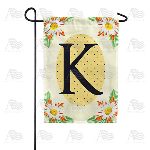 Yellow Gingham Daisies Monogram Garden Flag