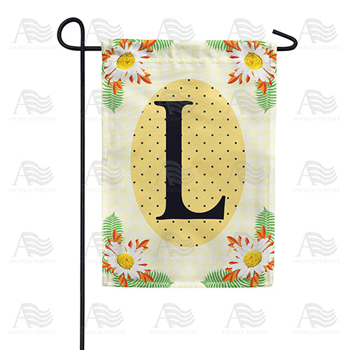 Yellow Gingham Daisies Monogram Garden Flag