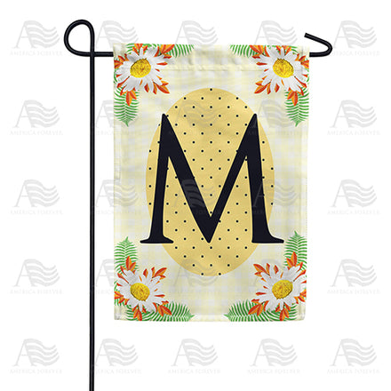 Yellow Gingham Daisies Monogram Garden Flag