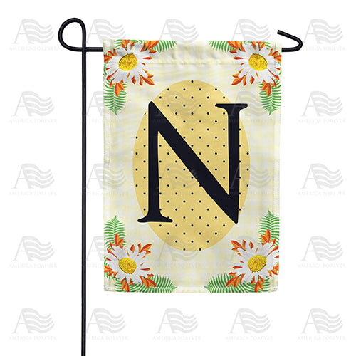 Yellow Gingham Daisies Monogram Garden Flag