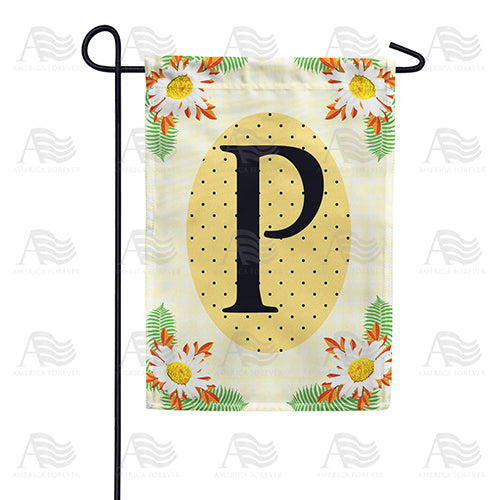 Yellow Gingham Daisies Monogram Garden Flag