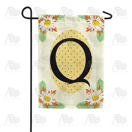 Yellow Gingham Daisies Monogram Garden Flag