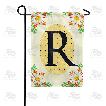 Yellow Gingham Daisies Monogram Garden Flag