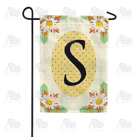 Yellow Gingham Daisies Monogram Garden Flag