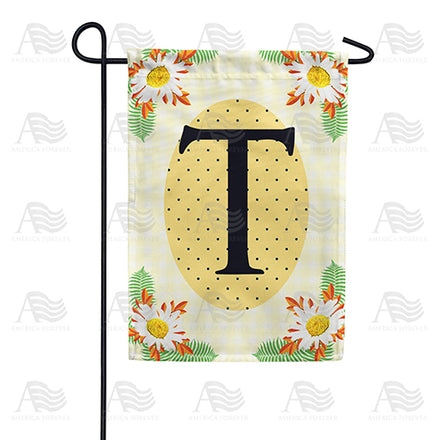 Yellow Gingham Daisies Monogram Garden Flag