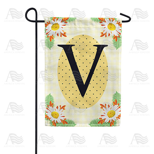 Yellow Gingham Daisies Monogram Garden Flag