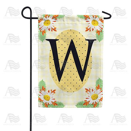 Yellow Gingham Daisies Monogram Garden Flag