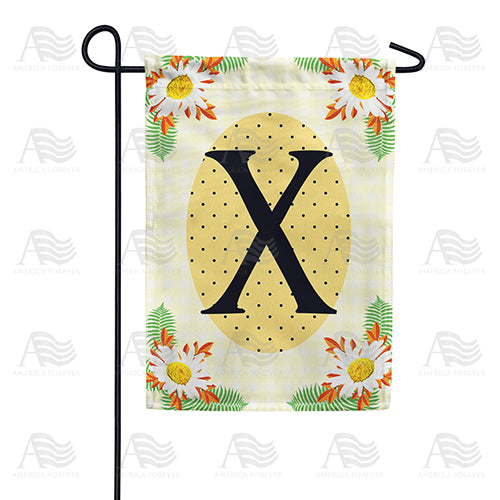 Yellow Gingham Daisies Monogram Garden Flag