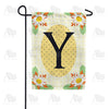 Yellow Gingham Daisies Monogram Garden Flag