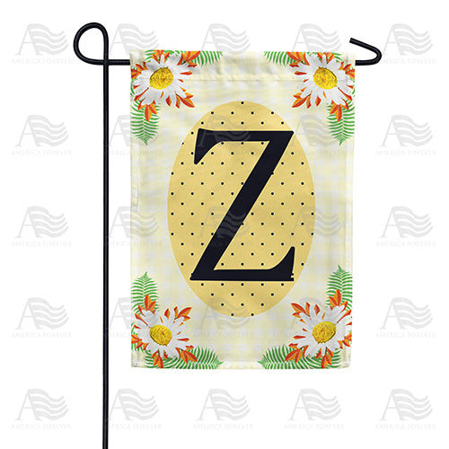 Yellow Gingham Daisies Monogram Garden Flag