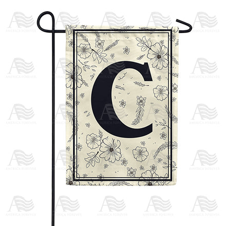 Flower Sketchings Monogram Garden Flag