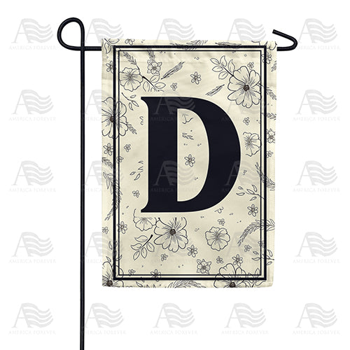 Flower Sketchings Monogram Garden Flag