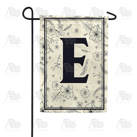 Flower Sketchings Monogram Garden Flag