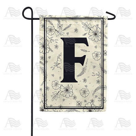 Flower Sketchings Monogram Garden Flag