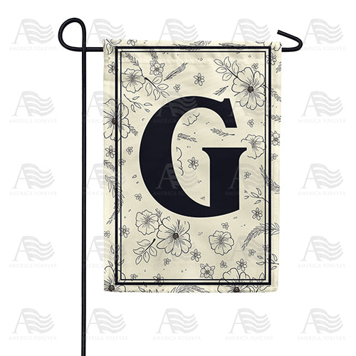 Flower Sketchings Monogram Garden Flag