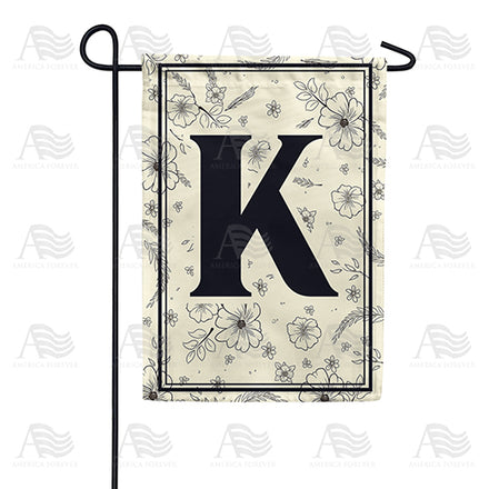 Flower Sketchings Monogram Garden Flag