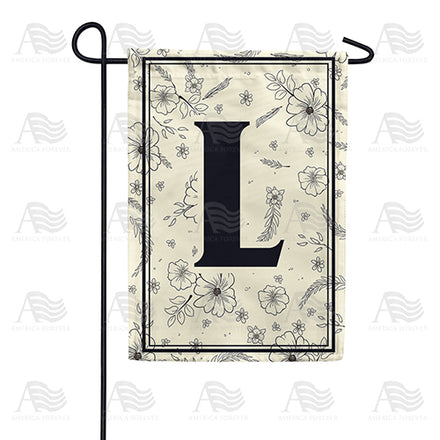 Flower Sketchings Monogram Garden Flag