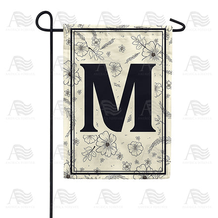 Flower Sketchings Monogram Garden Flag