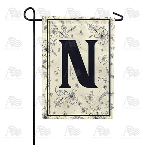 Flower Sketchings Monogram Garden Flag