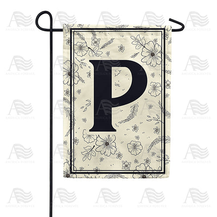 Flower Sketchings Monogram Garden Flag