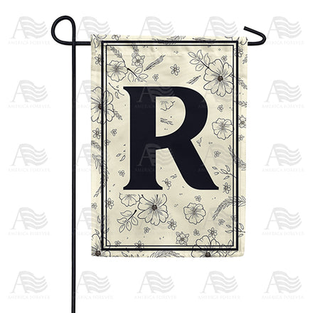 Flower Sketchings Monogram Garden Flag