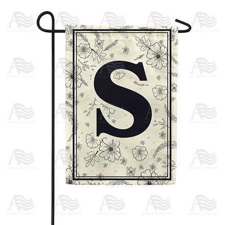 Flower Sketchings Monogram Garden Flag