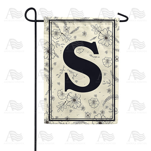 Flower Sketchings Monogram Garden Flag