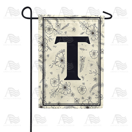 Flower Sketchings Monogram Garden Flag