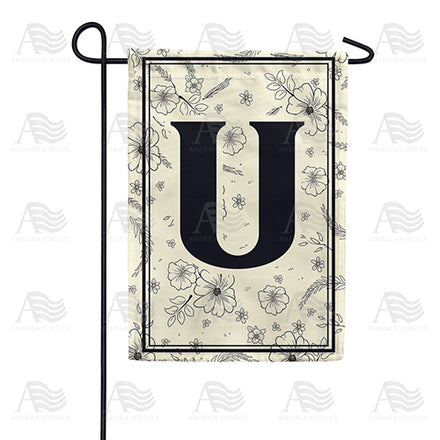 Flower Sketchings Monogram Garden Flag