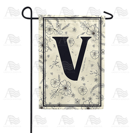 Flower Sketchings Monogram Garden Flag