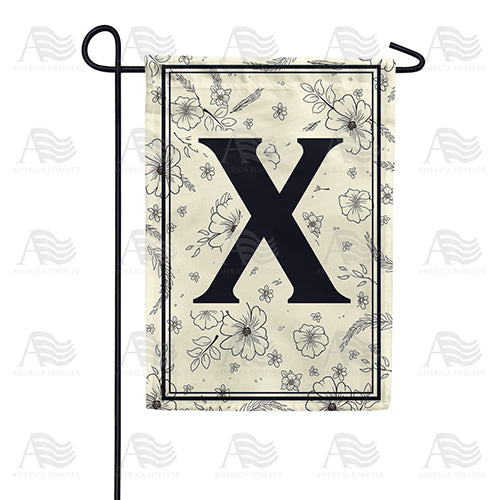 Flower Sketchings Monogram Garden Flag