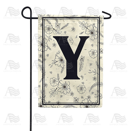 Flower Sketchings Monogram Garden Flag