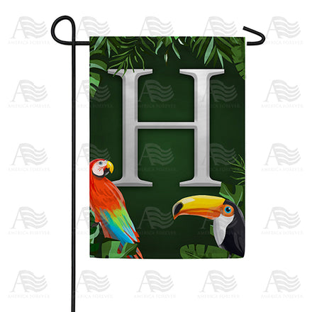 Tropical Birds Monogram Garden Flag