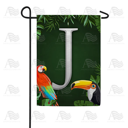 Tropical Birds Monogram Garden Flag