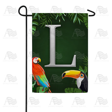 Tropical Birds Monogram Garden Flag