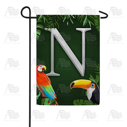 Tropical Birds Monogram Garden Flag