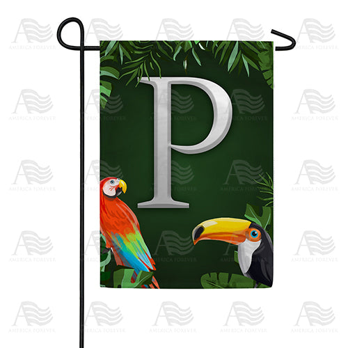 Tropical Birds Monogram Garden Flag