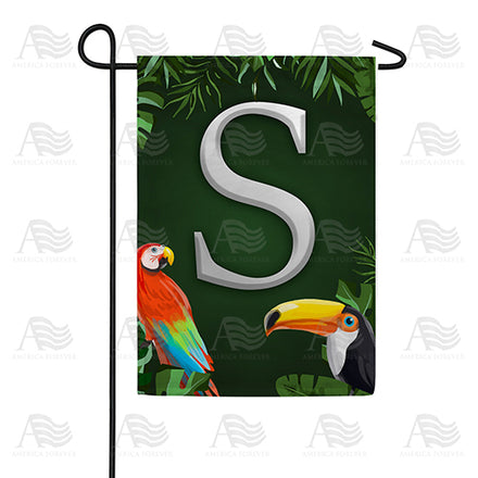 Tropical Birds Monogram Garden Flag