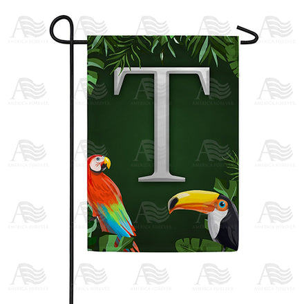 Tropical Birds Monogram Garden Flag