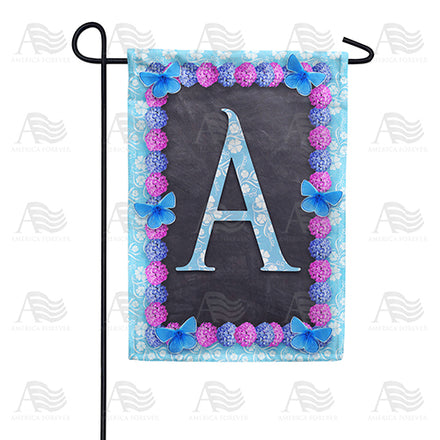 Blue And Purple Hydrangea Monogram Garden Flag