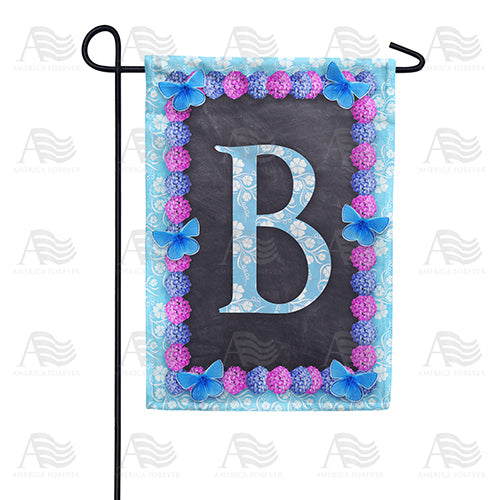 Blue And Purple Hydrangea Monogram Garden Flag